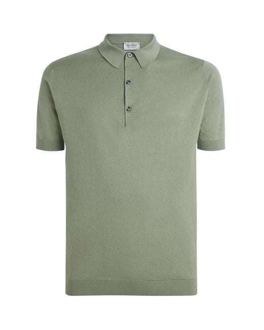 John Smedley Green Sea Island Cotton Adrian Polo Shirt for men