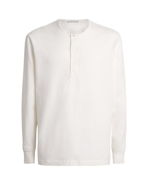 Studio Nicholson White Cotton Henley T-Shirt for men