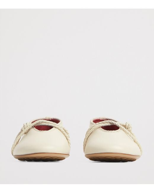 Bottega Veneta White Lambskin Rosa Ballet Flats
