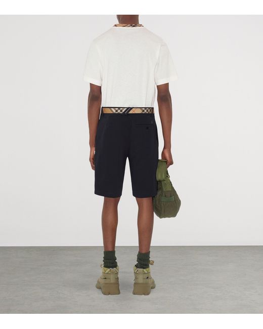 Burberry Blue Cotton Ekd Slim Shorts for men