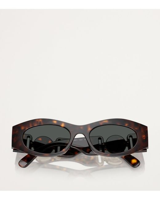 Versace Gray Acetate Oval Sunglasses