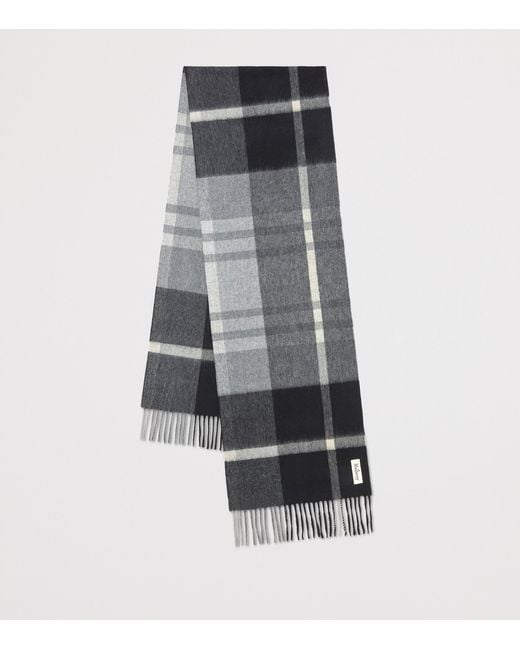 Mulberry Gray Small Merino Wool Check Scarf
