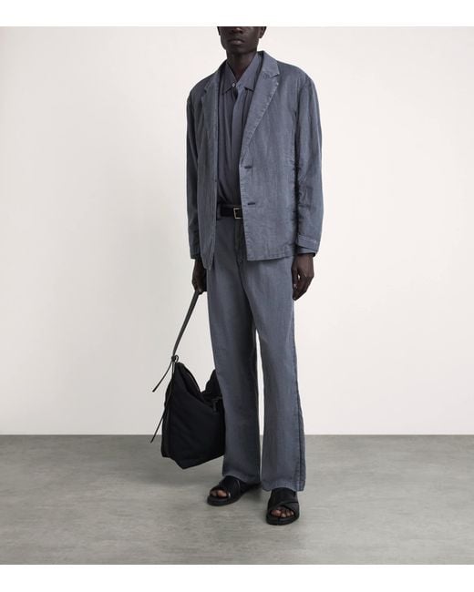 IM MEN Blue Cotton Pigment-Dyed Blazer for men