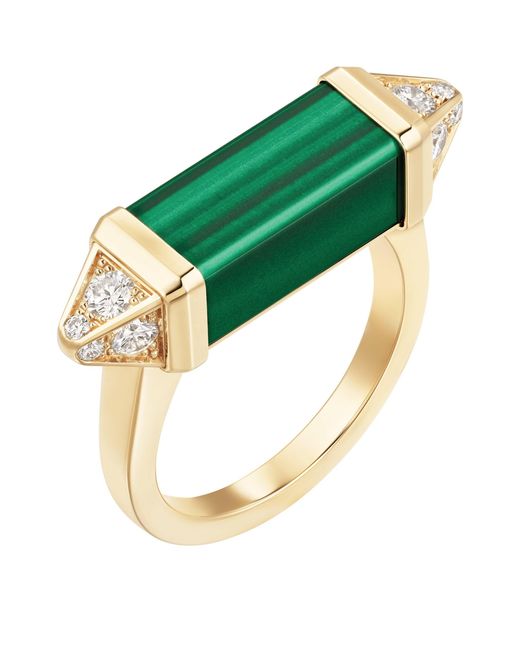Cartier Green Yellow Gold, Diamond And Malachite Les Berlingots De Ring
