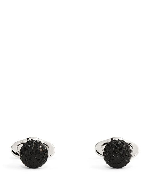 Giorgio Armani Black Sterling Embellished Cufflinks for men