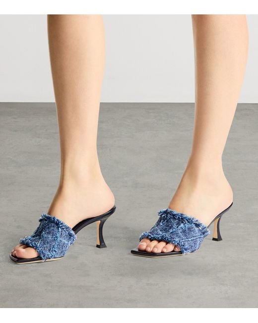 Jimmy Choo Blue Alexia 70 Woven Heeled Mules