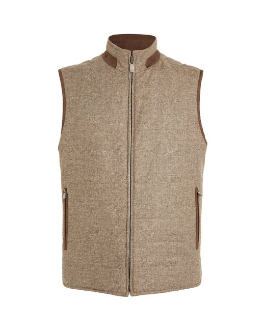 Corneliani Brown Wool-silk Reversible Gilet for men