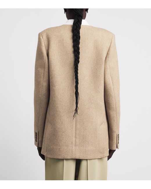 Victoria Beckham Natural Wool-Blend Double-Breasted Jacket