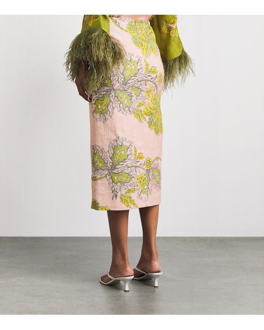 LaDoubleJ Multicolor Stretch-Cotton Floral Midi Skirt