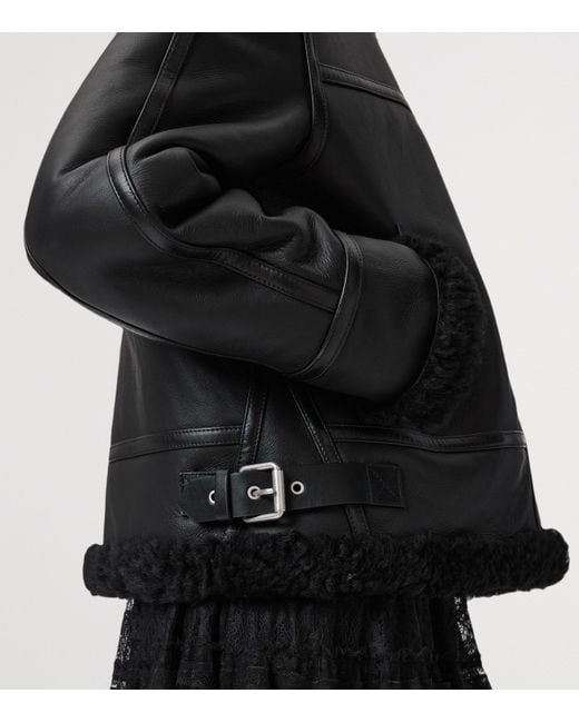AllSaints Black Shearling Lorel Flying Jacket