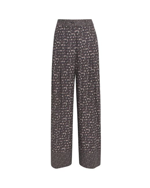 Colombo Gray Silk Printed Trousers