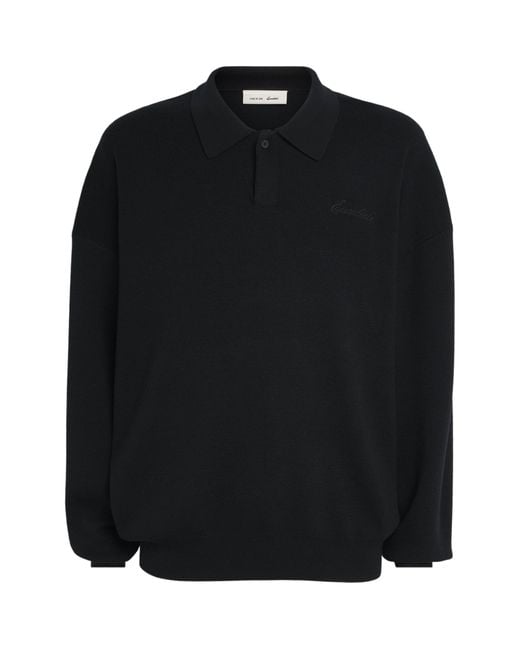 Fear Of God Black Knitted Signature Polo Sweater for men