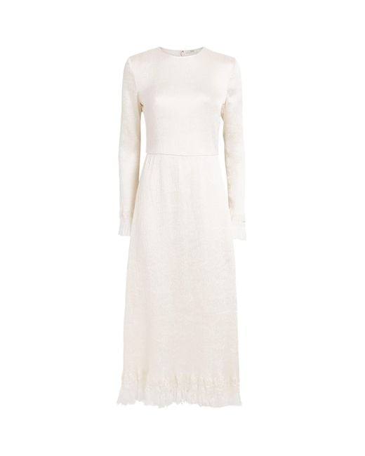 FFORME White Silk-Blend Fringe Mina Midi Dress