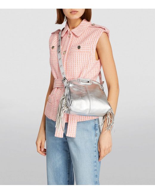 Maje White Mini Leather Miss M Shoulder Bag