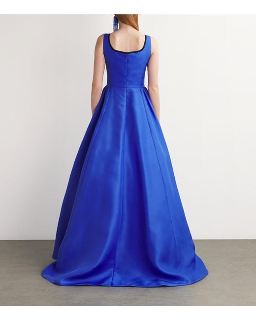 Carolina Herrera Blue Silk Sleeveless Gown