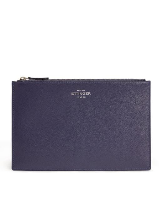 Ettinger Blue Leather Capra Travel Pouch