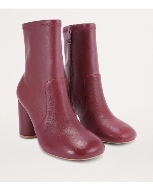 Kurt Geiger Purple Leather Block Heel Ankle Boots