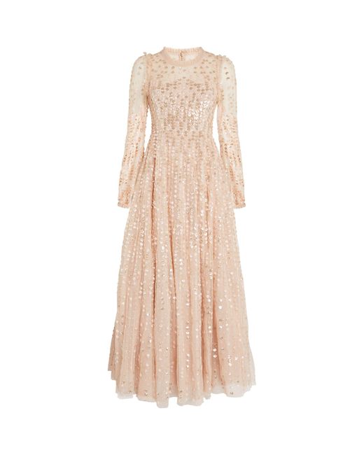 Needle & Thread Natural Embellished Raindrop Gown
