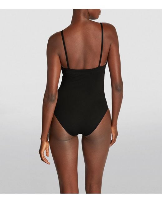 Eres Black Square-Neck Aquarelle Swimsuit