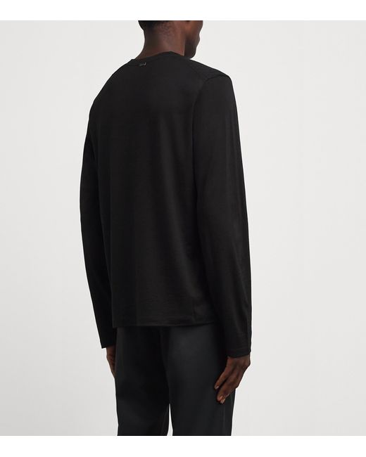 Herno Black Wool Logo Long-Sleeve T-Shirt for men