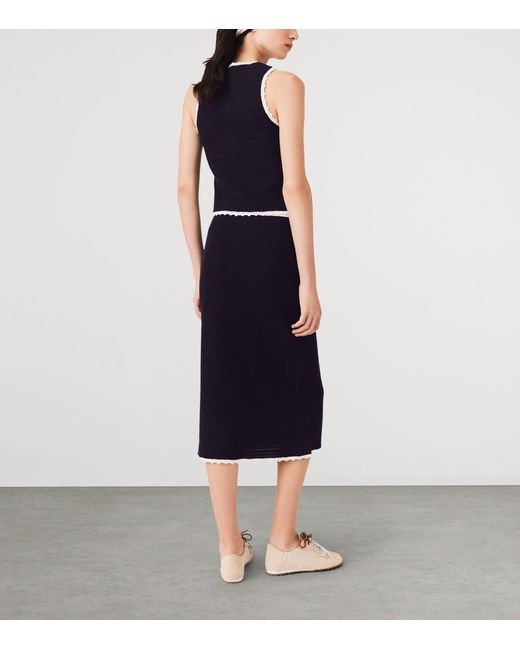 Maje Blue Knitted Midi Skirt