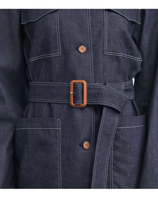 Lafayette 148 New York Blue Chambray Belted Jacket