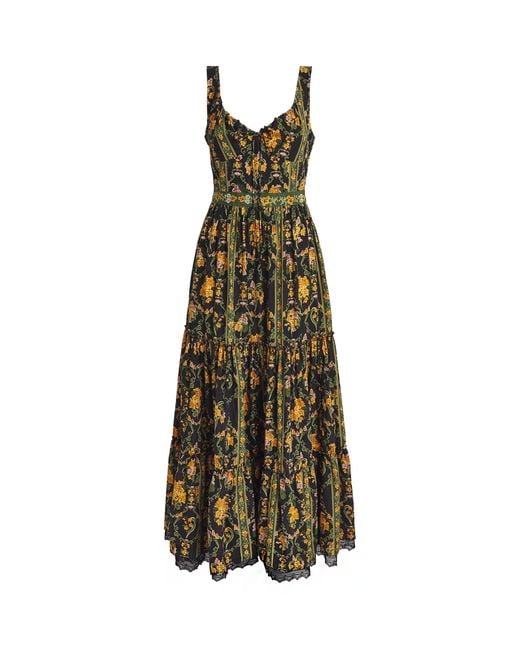 Agua Bendita Green Floral Azulejo Cordillera Maxi Dress