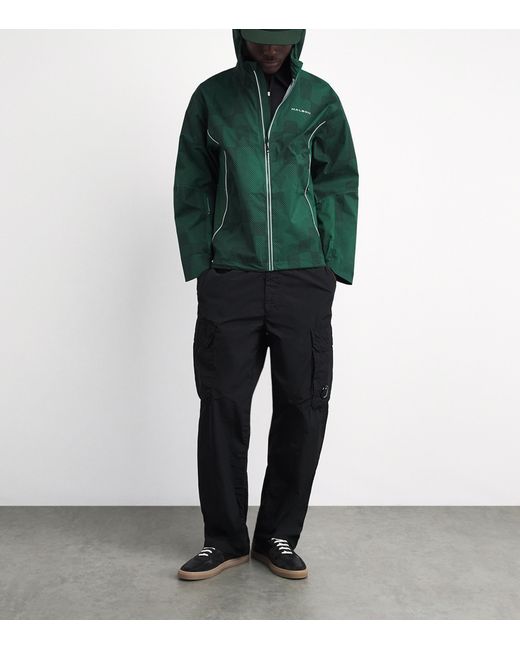 Malbon Green Printed Performance Rain Jacket for men