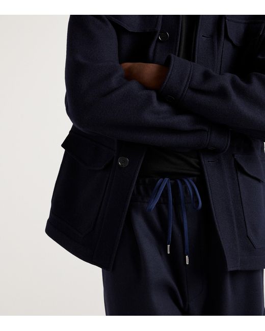 Prada Blue Cashmere-Wool Cargo Sweatpants for men