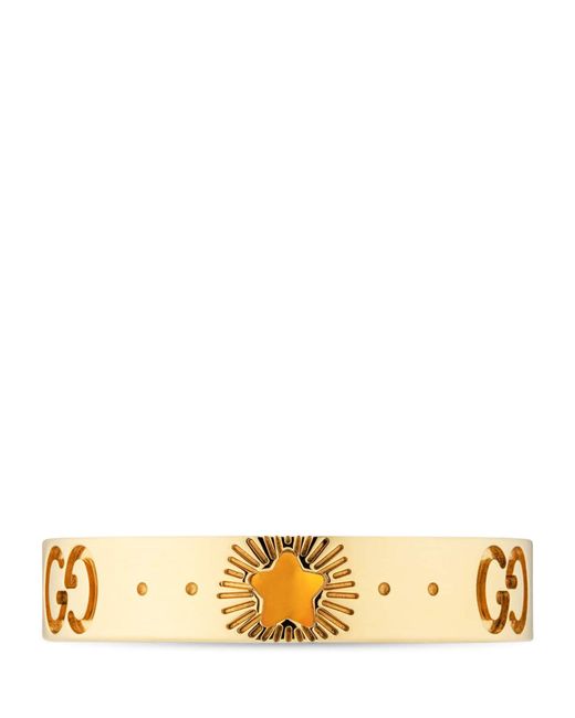Gucci Metallic Icon Yellow Gold Ring With Stars