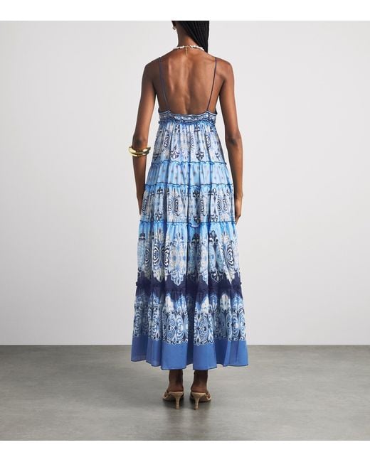 LaDoubleJ Blue Cotton Printed Maxi Dress