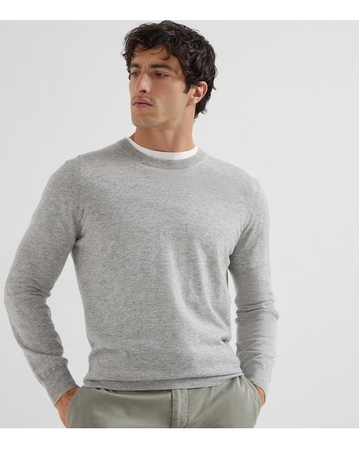 Brunello Cucinelli Gray Cashmere Sweater for men