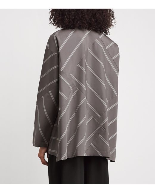 Eskandar Gray Slim Double Stand-Collar Shirt