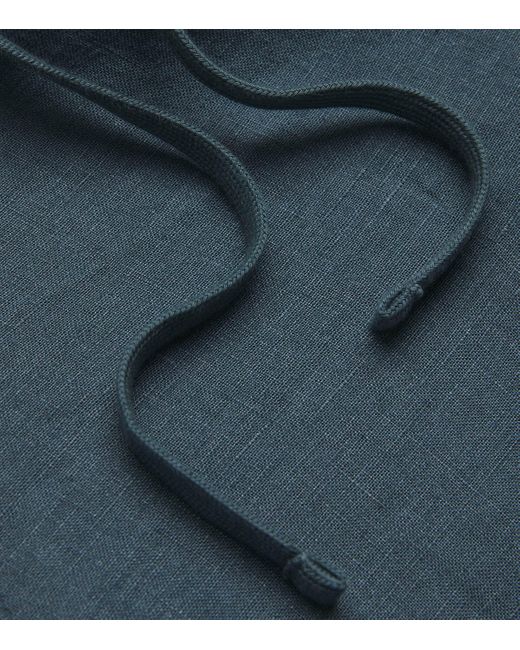 Vince Blue Hemp Drawstring Trousers for men