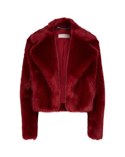 MICHAEL Michael Kors Red Cropped Faux Fur Jacket