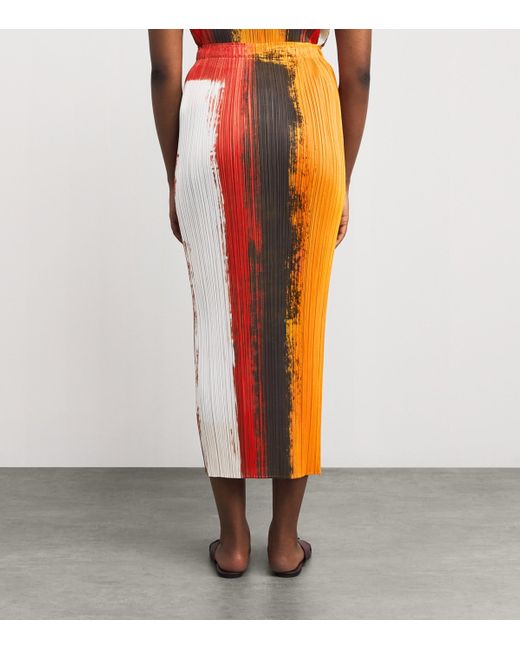 Pleats Please Issey Miyake Red Jump Midi Skirt
