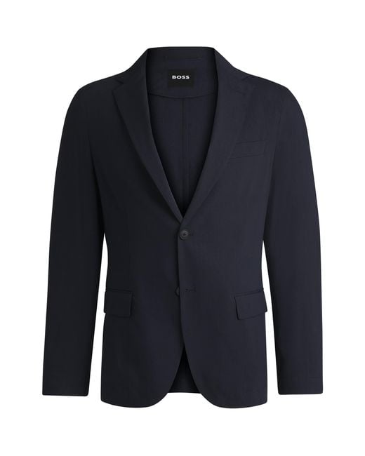 Boss Blue Linen-Blend Slim Blazer for men