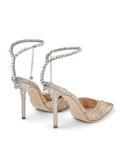 Jimmy Choo Metallic Saeda 100 Crystal Embellished Pumps