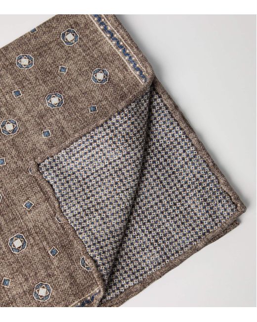 Brunello Cucinelli Brown Double-Faced Silk Pocket Square for men