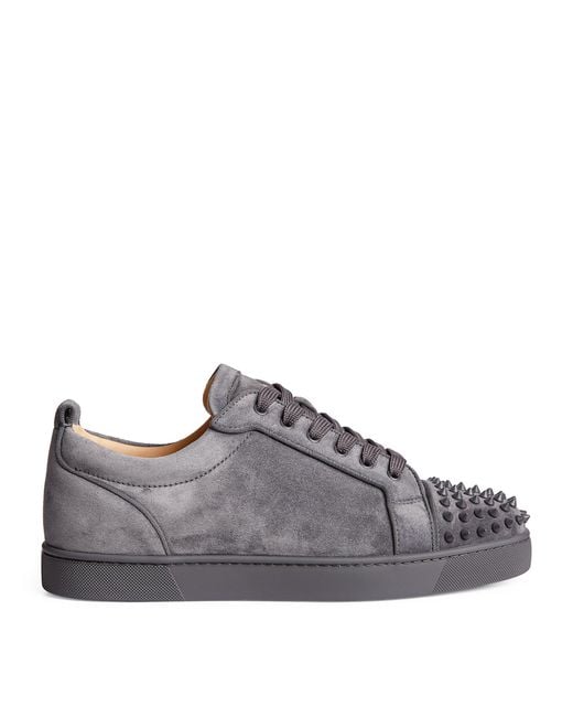 Christian Louboutin Louis Junior Spikes Orlato Suede Sneakers in Grey ...