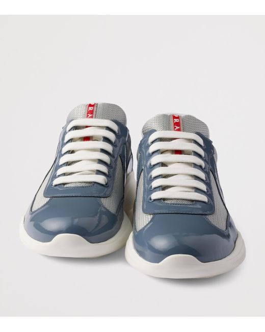 Prada Blue Patent Leather-Blend America's Cup Sneakers for men