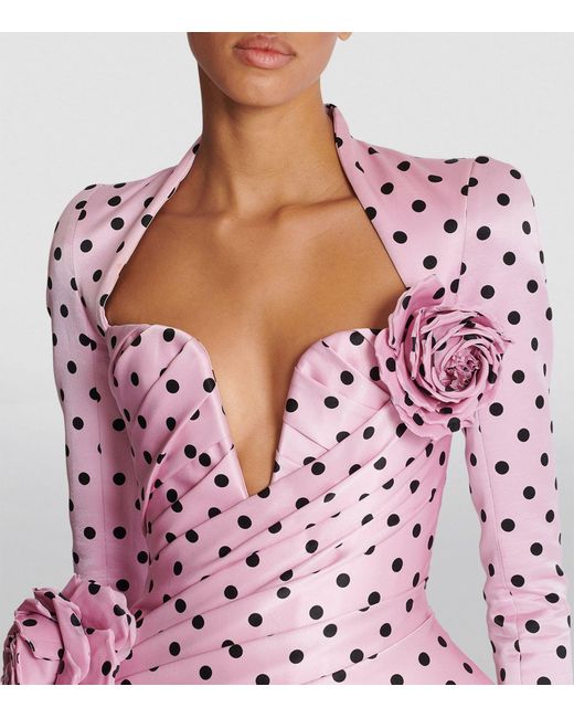 Balmain Pink Cotton Polka-dot Rose Mini Dress