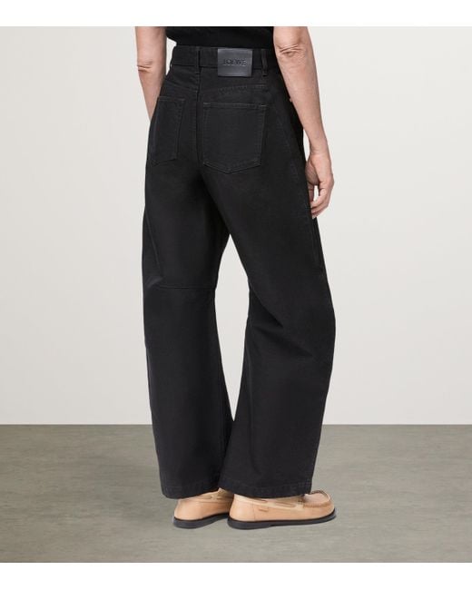 Loewe Black Patch-Detail Barrel Jeans