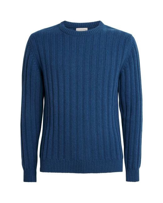 Johnstons Blue Cashmere Ribbed Sweater for men