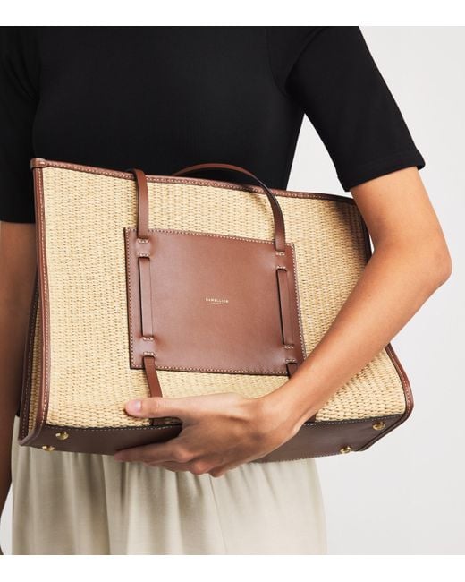 DeMellier London Natural Raffia-Leather Capri Tote Bag