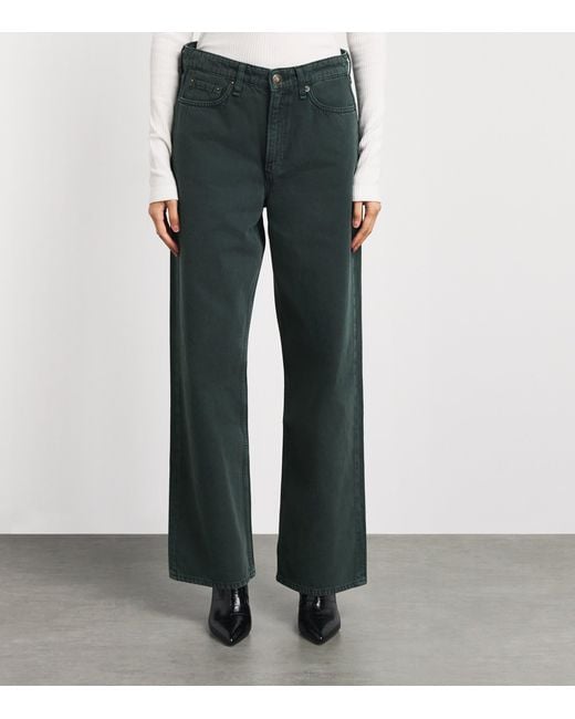 Rag & Bone Gray Logan Mid-Rise Wide-Leg Jeans