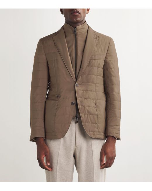 Corneliani Brown Technical Quilted Blazer for men