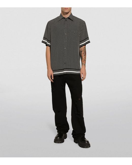 Dolce & Gabbana Gray Silk Polka-dot Shirt for men