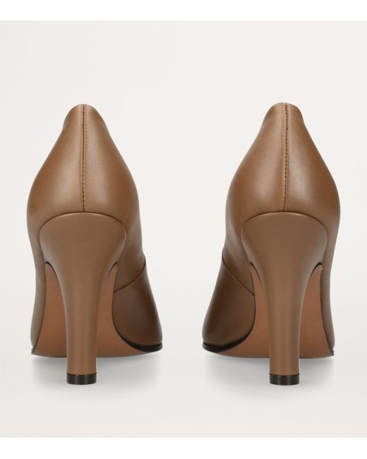 The Row Brown Prudens Leather Heeled Pumps 90