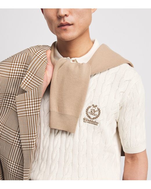 Ralph Lauren White X Wimbledon Cotton-Blend Cable-Knit Polo Shirt for men